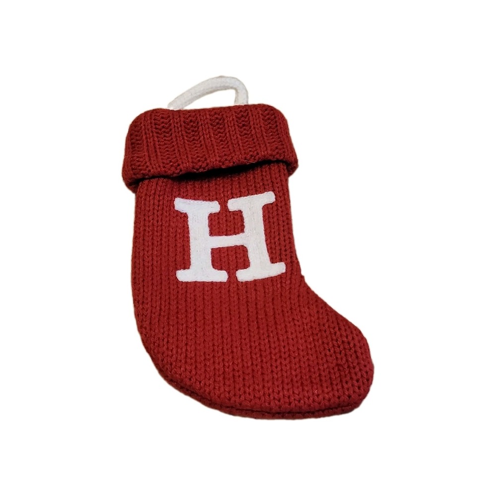 Knit Monogram LETTER H MINI 8" Christmas Stocking RED  Wondershop Home Decor